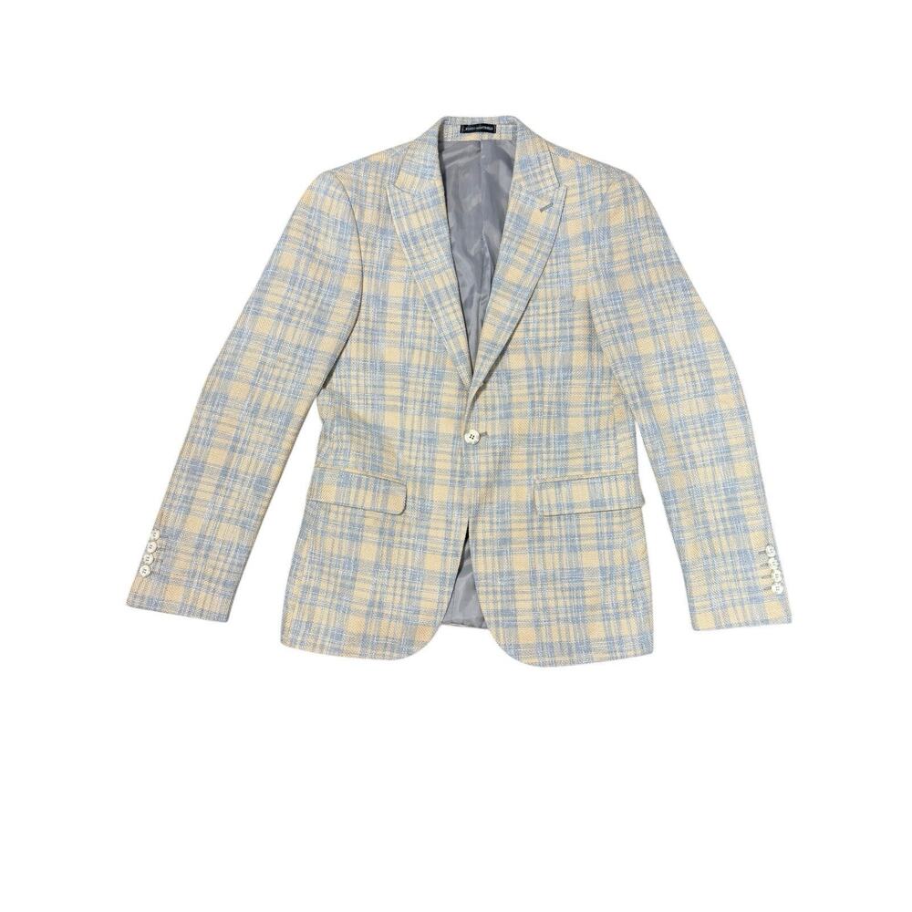 Renzo Martinelli Plaid Prom Blazer Sport Coat Size EU 46 Slim Fit Drop 6